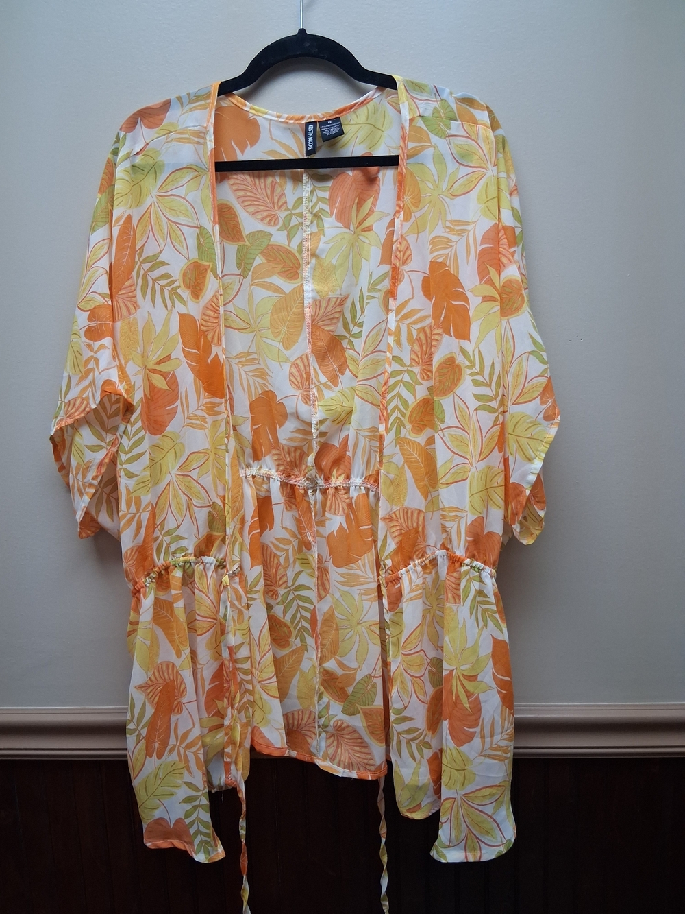 Kristin Nicole Vibrant Tropical Leaf Print Lightweight Swim Cover Up 1X